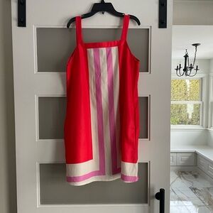Red and Pink Striped Mini Dress